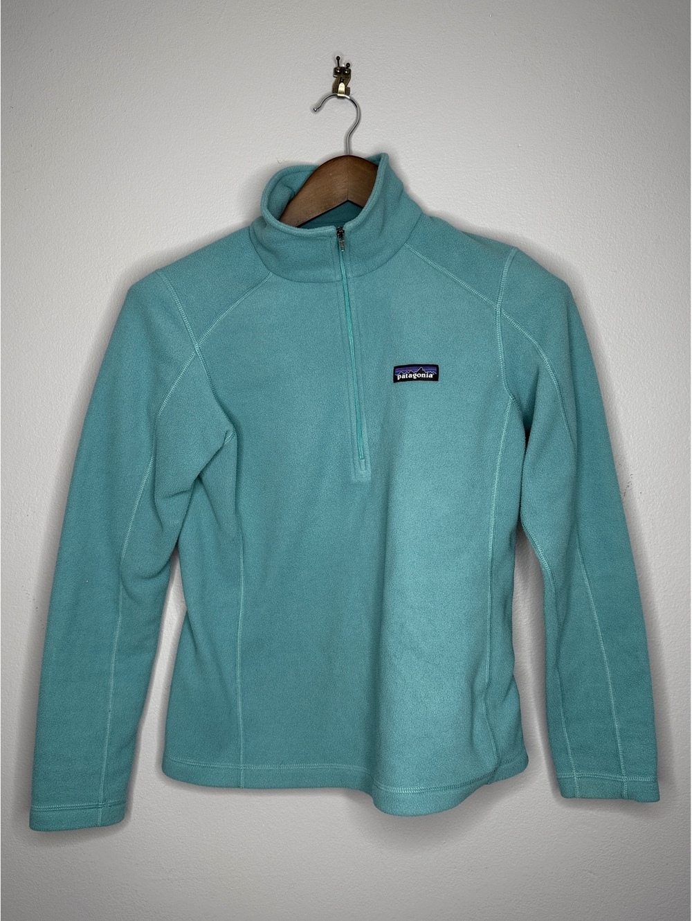 Patagonia Micro D Womens Small Light Blue Quarter Zip Fleece Pullover
